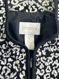 Chico's Black / White Zip Up 4 Pocket Vest Ladies M; Chico's Size 1
