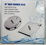 NEW! 16" Shower Round Head High Water Flow Stainless Steel Brushed Nickel Finish