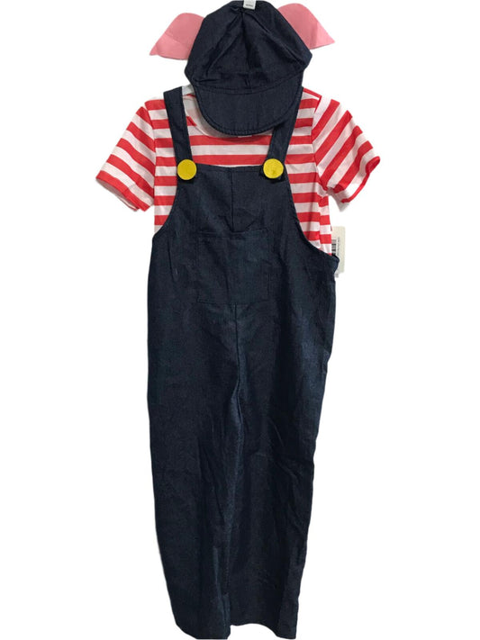 Pig Costume Overalls with Striped Shirt and Hat Kids medium
