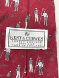 Vintage Mens Neck Tie Kent & Curwen Burgundy Golf 100% Silk