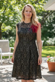 NWT Maggy London Bridesmaid/Prom/Ball Dress Black & Gold Floral Lace Ladies 10
