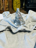 Fabkids T-shirt dress, gray unicorn hooded silver sequin pocket girls size 10/12