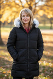 HFX Winter Snow Ski Puffer Coat Black with Faux Fur Lined Hood ladies XS