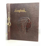VINTAGE Scrapbook 1950's Hard Leather Bound Textured Indian Chief Head  12x14