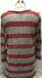 Derek Heart Plus Gray Red Striped V-Neck Long Sleeve Sweater Juniors 2X