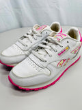 Reebok Classic Running Sneaker White & Pink with Pink Flowers Girls USA 3