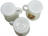 Vintage Fire King Milk Glass Mugs, Anchor Hocking Happy Tiger 4" - Set of 3