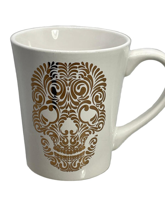 Signature Housewares Incorporated Stoneware Mug with Gold Skull Design 14 oz