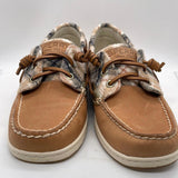 EUC Sperry Boat Top Sider Shoe Leather with Fleece Plaid Accents Ladies 8