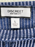 Discreet New York Blue gray striped cropped top Ladies L