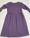 Lands End Kids Dress Long Sleeve Purple with Silver Glitter Stripes Girls 10/12