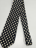 Vintage Brooks Brothers All-Silk White Flowers Necktie Black