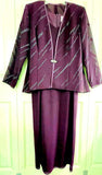 R&M Richards Elegant Purple Plum Evening Dress with Sheer Jacket Ladies 14P
