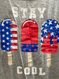 Patriotic Stay Cool Graphic Crisscross Back Tank Top Juniors 11/13