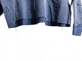 Discreet New York Blue gray striped cropped top Ladies L