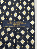 Vintage Brooks Brothers All-Silk White Flowers Necktie Black
