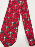 Vintage Hatfield House Red Silk Golf Print Mens Necktie