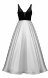 NEW Unaltered Madison James Formal Gown Black Top with Ivory Satin Skirt SZ 10