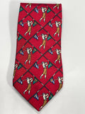 Vintage Hatfield House Red Silk Golf Print Mens Necktie