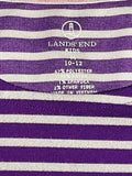 Lands End Kids Dress Long Sleeve Purple with Silver Glitter Stripes Girls 10/12
