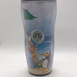 Starbucks Tumbler with Cartoon Penguin and Palm Tree Design