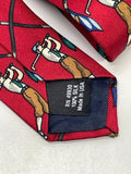 Vintage Hatfield House Red Silk Golf Print Mens Necktie
