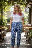Lilly Pulitzer Dark & Light Blue Floral Print Pants Ladies- 14