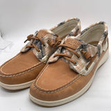 EUC Sperry Boat Top Sider Shoe Leather with Fleece Plaid Accents Ladies 8
