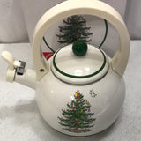 Vintage Spode Christmas Tree Whistling Tea Kettle 2.2 Quart