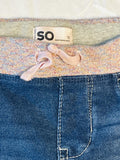 SO denim skinny jegging elastic waistband bedazzled butterfly accents girls 10