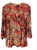 Retro New Directions Long Sleeve Paisley Fall Print Blouse Ladies Size Large