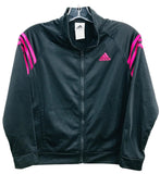 Adidas Black and Pink Track Jacket Girls Size 16