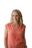 Stylus Sheer Coral / White Sleeveless Shirt Ladies S