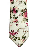 NEW! Mens Neck Tie Ivory Floral Wedding Pink Roses Narrow