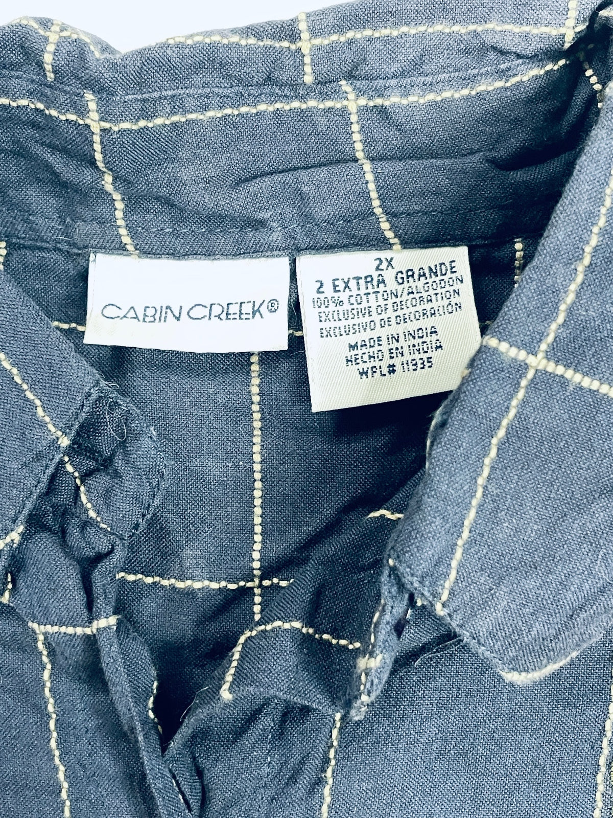 Vintage Cabin Creek Blue Shirt Fall Embroidery Ladies 2X