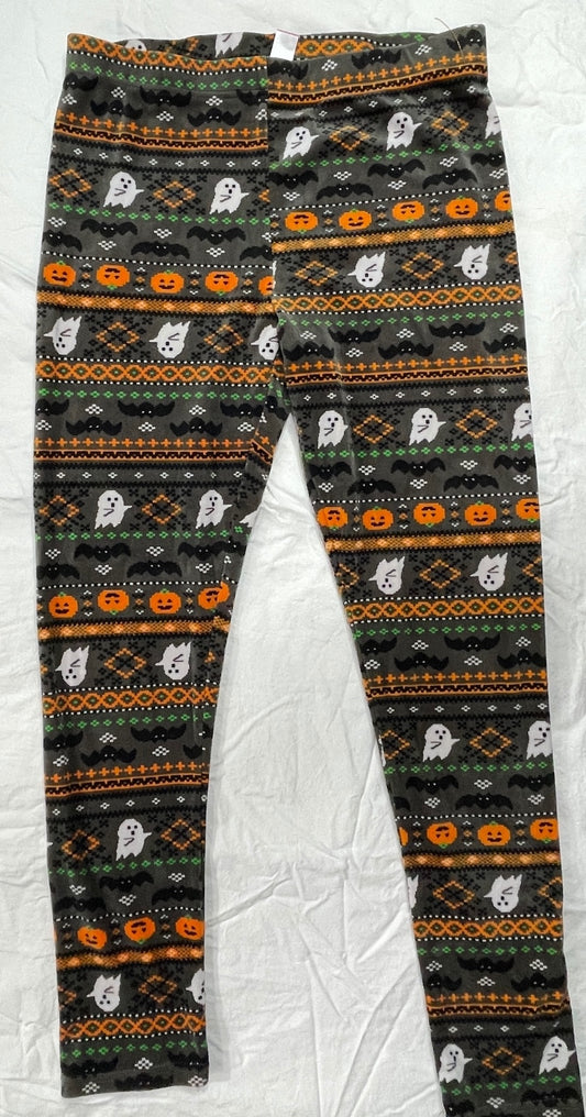 Halloween Themed Juniors Large Gray Leggings with Ghost, Bat