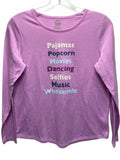 Wonder Nation Girls' Long Sleeve Purple Graphic Shirt XL 14-16