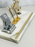 Vintage Marble Desk Organizer with Perpetual Calendar Nautical Themed