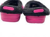 Crocs Classic Lined Clogs in Pink with Black Fleece Lining, Child Size 6