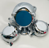 Vintage Stainless Steel Tea Set with Teapot, Creamer, and Sugar Bowl
