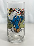 Vintage 1983 Harmony Smurf Tall Drinking Glass Licensed by Wallace Berrie & Co.