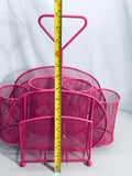 Hot Pink Metal Mesh Picnic Organizer with Handle Lt Damage