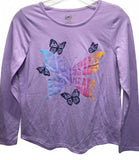 Wonder Nation Purple Long Sleeve Butterfly Graphic Shirt Girls XL (14-16)