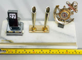 Vintage Marble Desk Organizer with Perpetual Calendar Nautical Themed