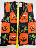 Vintage Bobbie Brooks Halloween Pumpkin Embroidered Sweater Vest Women’s Small