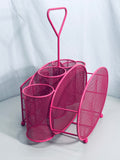 Hot Pink Metal Mesh Picnic Organizer with Handle Lt Damage
