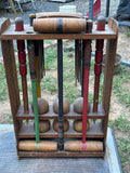 1950's Vintage Wooden Croquet Set with Stand