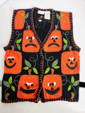 Vintage Bobbie Brooks Halloween Pumpkin Embroidered Sweater Vest Women’s Small