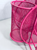 Hot Pink Metal Mesh Picnic Organizer with Handle Lt Damage
