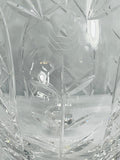 Vintage Clear Cut Crystal Egg Shaped Vase with Floral Etching and Tripod Feet